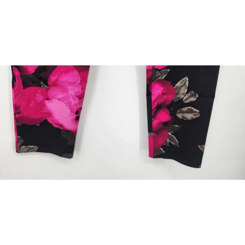 Trina Turk style 169506 Pants‎ Floral Black Pink Cut 6469 Size 6 Casual Office